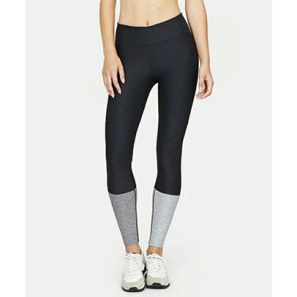 Outdoor Voices 7/8 Dipped Warmup Leggings Bllack gray Colorblock Size XS‎ - Picture 1 of 8